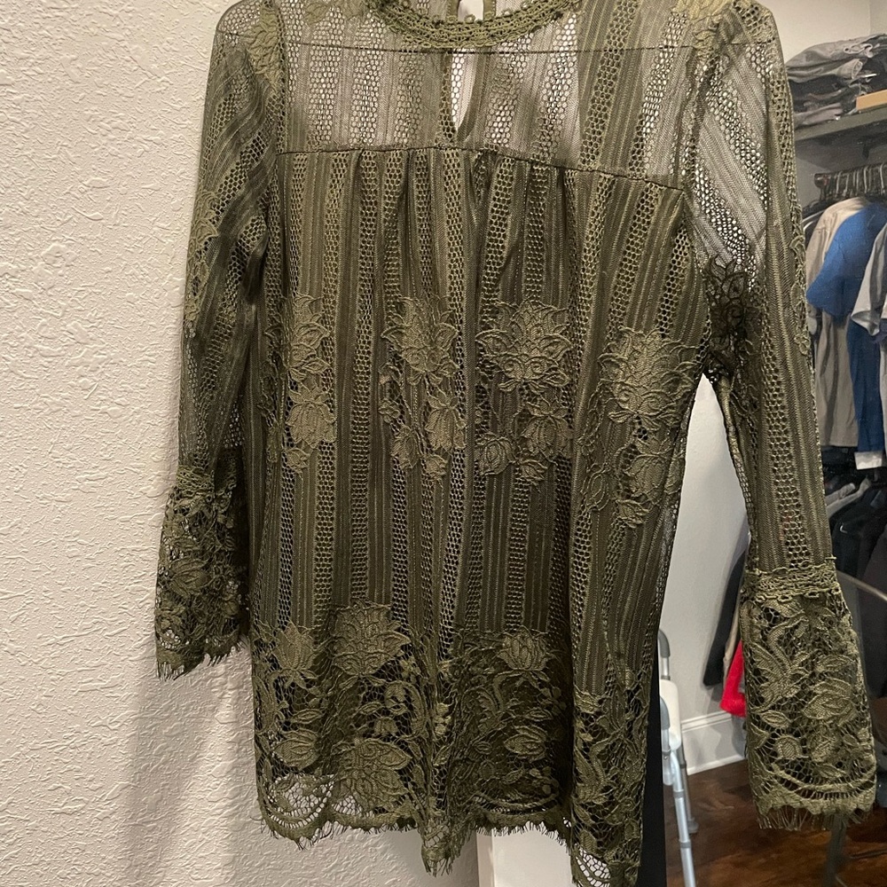 Olive Green Lace Blouse